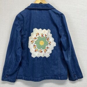 Blue Jean Jacket with Patchwork Design